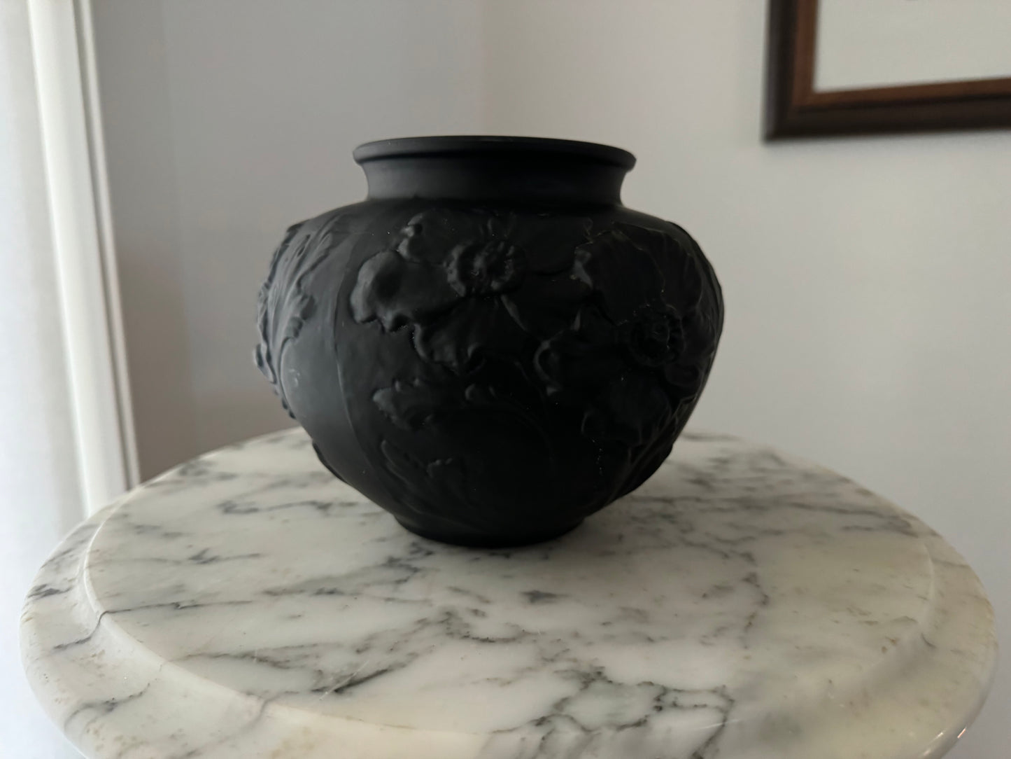 Early 20th Century Black Amethyst Glass Tiffin Poppy Vase