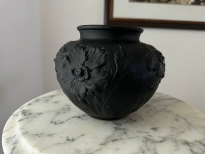 Early 20th Century Black Amethyst Glass Tiffin Poppy Vase