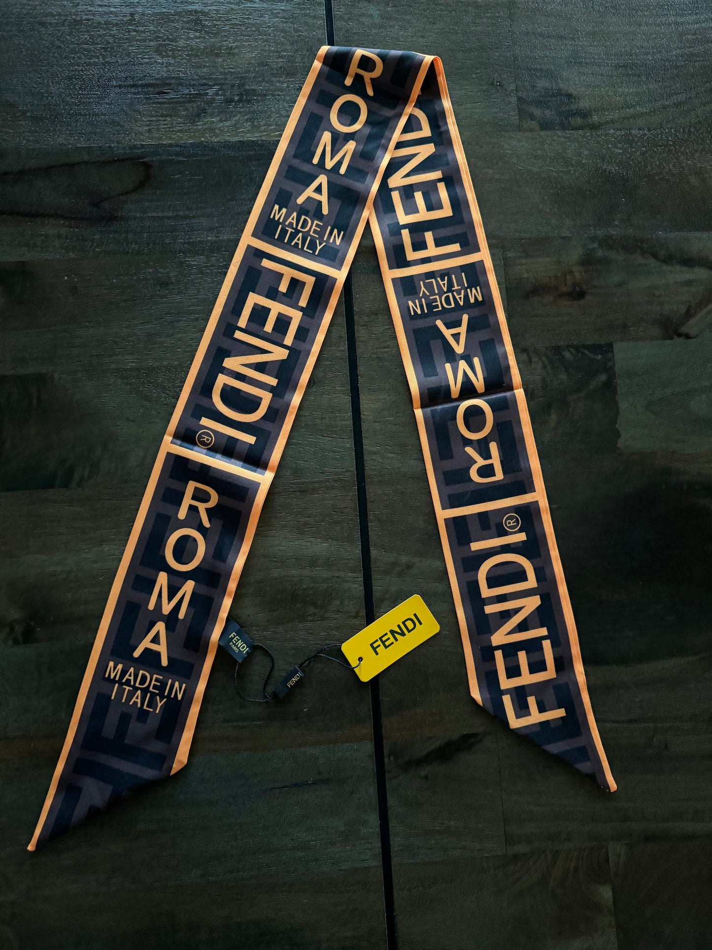 Fendi Silk FF 1974 Roma Logo Wrappy Scarf