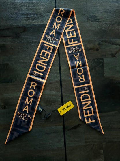 Fendi Silk FF 1974 Roma Logo Wrappy Scarf