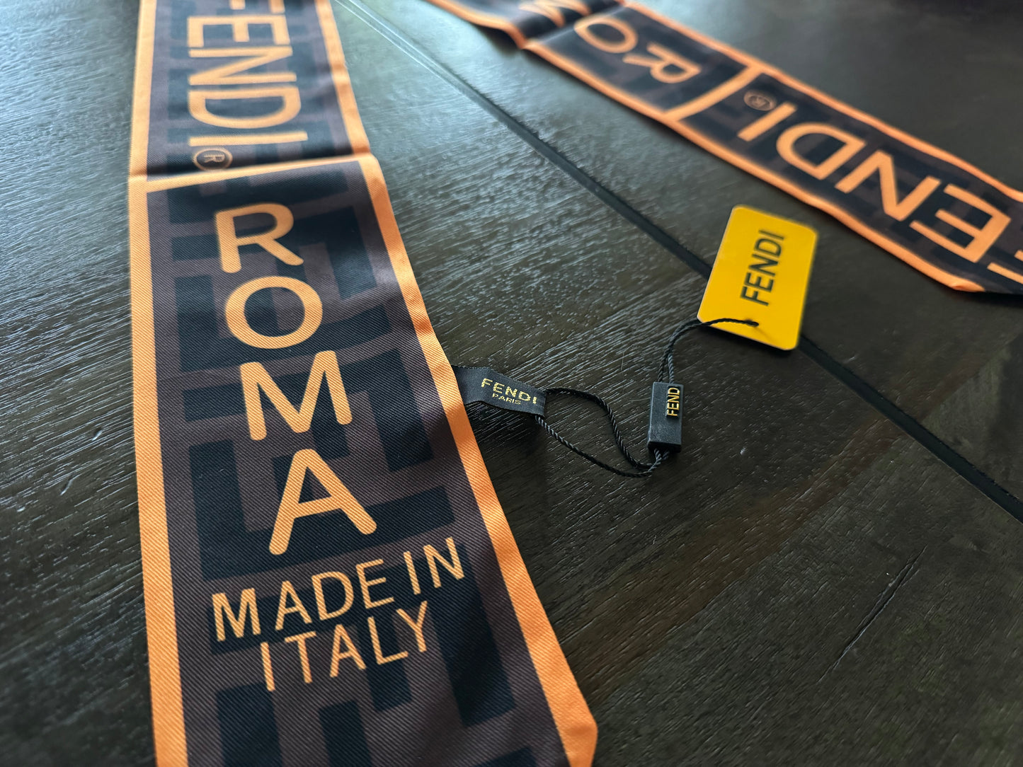 Fendi Silk FF 1974 Roma Logo Wrappy Scarf