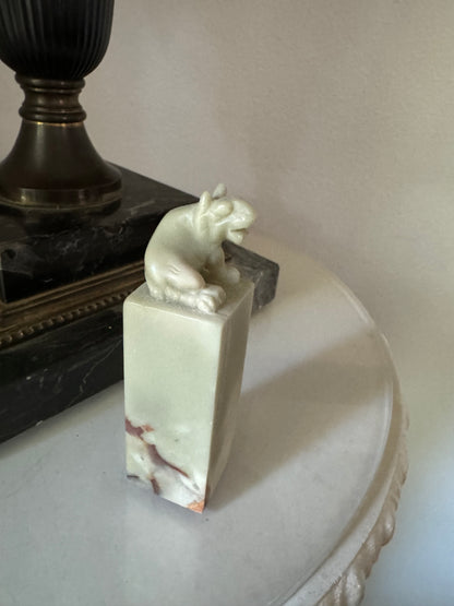 Vintage Soapstone Foo Dog Seal Stamp