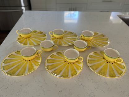 Vintage Lemon Design Set of 6 Plates and 8 Mugs