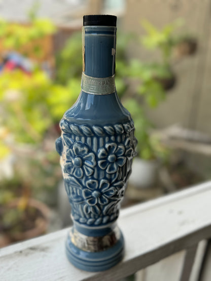 Vintage 1967 Jim Beam Zimmerman's Liquor Store Blue Daisy Flower Decanter